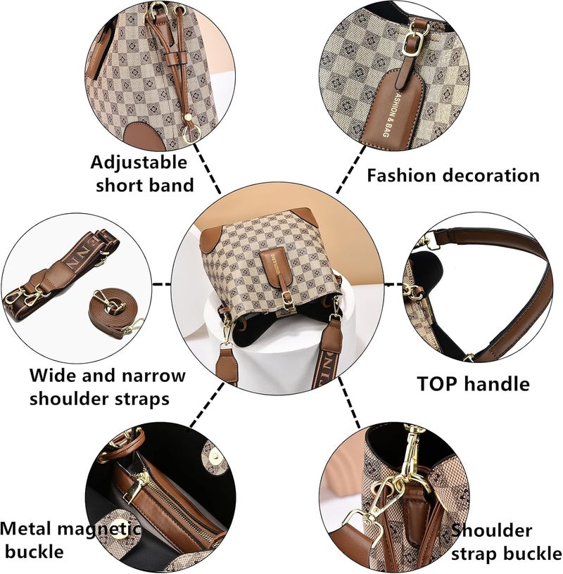 Phevos Women Handbags and Purse Tote Bags Ladies Satchel Shoulder Bag Retro Top Handle Hobo Purse - Image 5